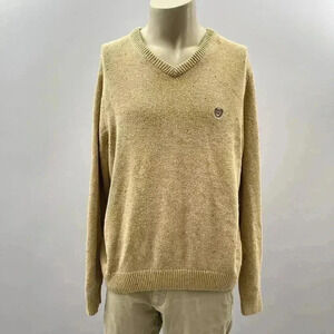 Vintage Chaps Sweater Size XL Tan Knit V-neck Pullover Heritage Norm Grandpa
